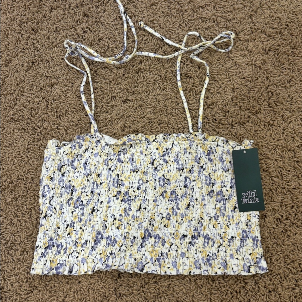 NWT Wild Fable Floral Ruched Cropped Top
